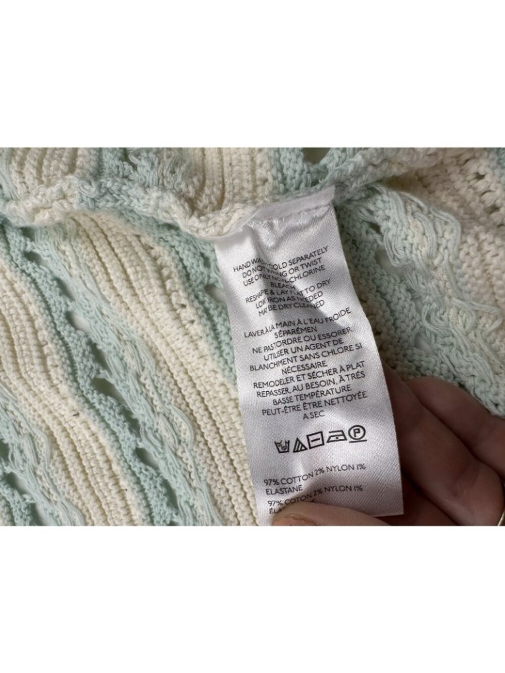 Maeve Open Front Cocoon Cardigan Sweater Knit Blue White Small Oversized - Picture 6 of 11
